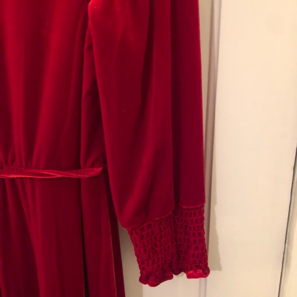 INC dress red velvet faux wrap dress with belt Christmas holiday stunner maxi - Picture 5 of 9